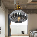 Melon Hanging Pendant Light - Traditional Copper/Chrome/Gold Glass Fixture For Living Room Chrome