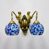 Mermaid Arm Stained Glass Sconce In Vibrant Mediterranean Colors Blue