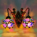 Mermaid Arm Stained Glass Sconce In Vibrant Mediterranean Colors Purple