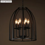Mesh Chandelier Lamp: Black Traditional Metal Hanging Light With 6 Lights For Living Room