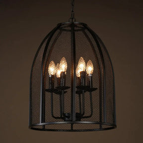 Mesh Chandelier Lamp: Black Traditional Metal Hanging Light With 6 Lights For Living Room