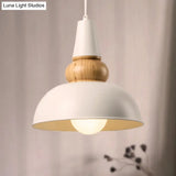 Metal And Wood Ceiling Pendant - Modernist Style Living Room Hanging Light In Black