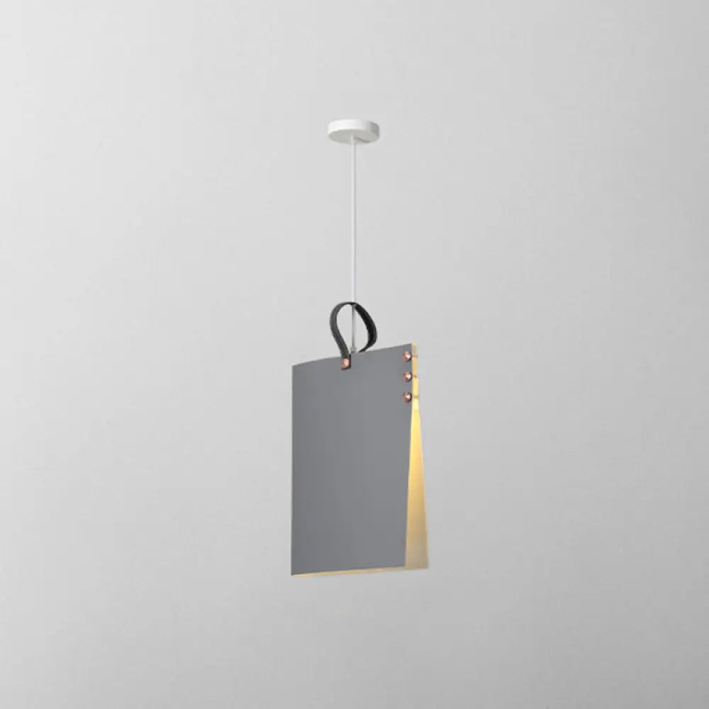 Metal Art Deco Pendant Light Fixture - Stylish Rectangle Design 1-Light Grey / 16