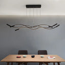 Metal Artistic Led Pendant Light For Dining Room Island With Twisted Lines 3 / Black Warm