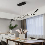 Metal Artistic Led Pendant Light For Dining Room Island With Twisted Lines