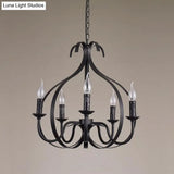 Metal Black Pendant Chandelier - Swirled Arm 5-Light Fixture For Living Room