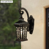 Metal Black Wall Mount Lantern For Courtyard - Single Head Lodge Lamp Fixture Up/Down Lighting