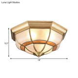 Metal Brass Flush Light Bowl Fixture: Antique Ceiling Mount For Living Room - 4/6 Bulbs