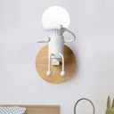 Metal Cartoon Wall Light Fixture - 1-Light Grey/White/Green Lamp For Bedroom White