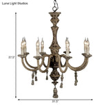 Metal Chandelier Light - Country Style Pendant Lighting With 8 Lights Perfect For Dining Rooms Brown