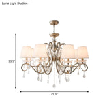 Metal Chandelier Pendant Light With Scrolled Arm Crystal Accent - Traditional Living Room Lighting