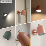 Metal Cloche Wall Sconce With Adjustable Macaron Lighting For Bedroom