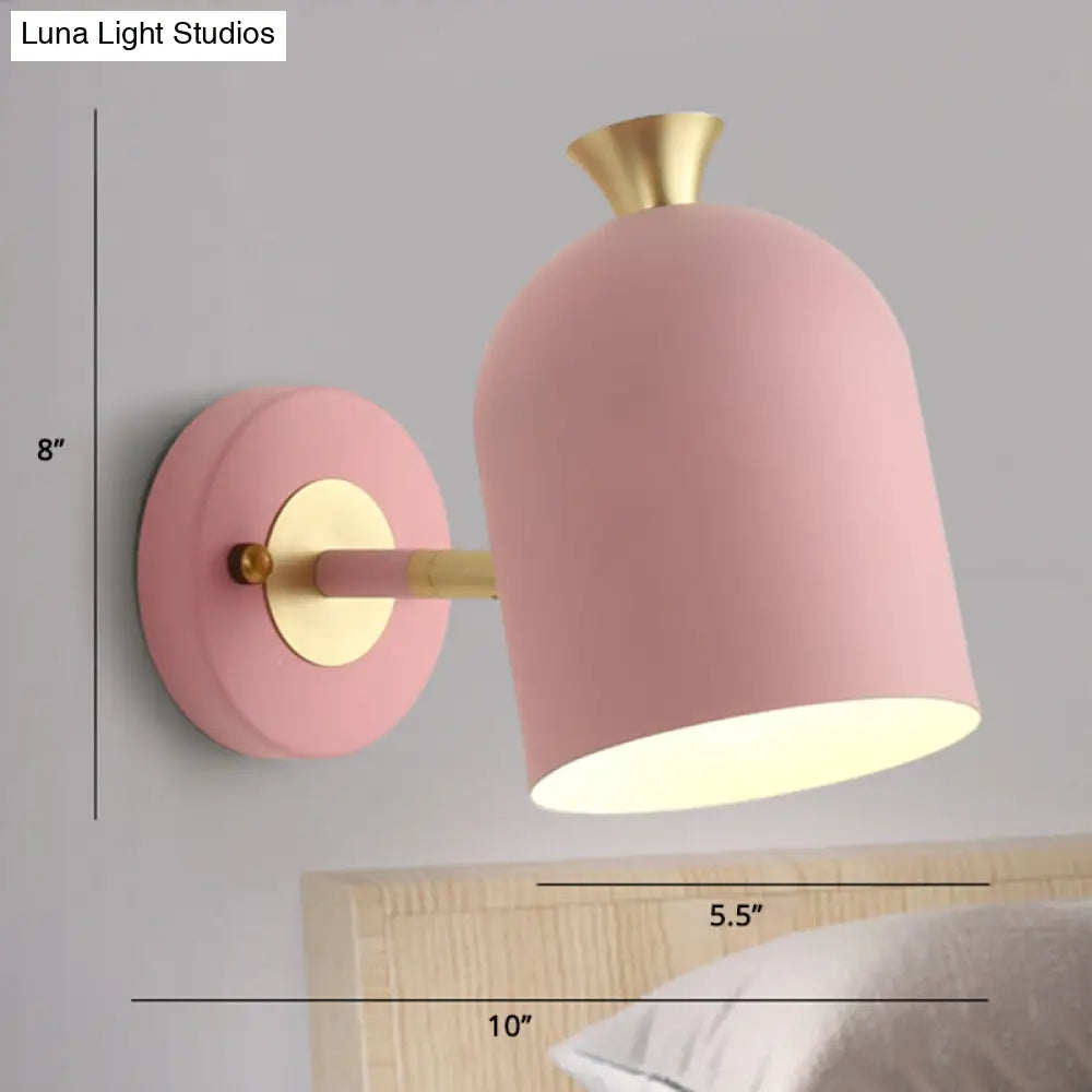Metal Cloche Wall Sconce With Adjustable Macaron Lighting For Bedroom