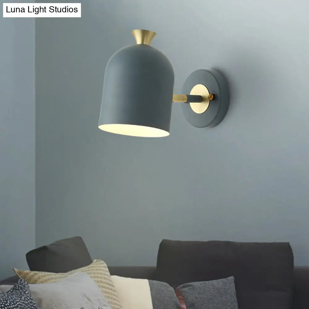 Metal Cloche Wall Sconce With Adjustable Macaron Lighting For Bedroom