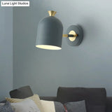 Metal Cloche Wall Sconce With Adjustable Macaron Lighting For Bedroom