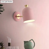 Metal Cloche Wall Sconce With Adjustable Macaron Lighting For Bedroom