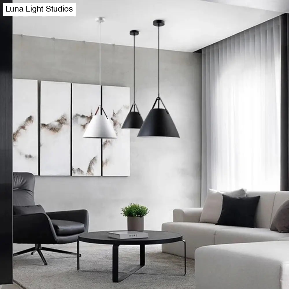 Metal Conical Suspension Pendant Ceiling Light - Minimalist Style For Living Room
