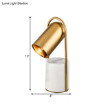 Metal Desk Lamp With Gold Finish Marble Base - Modern Capsule Design 1 Bulb
