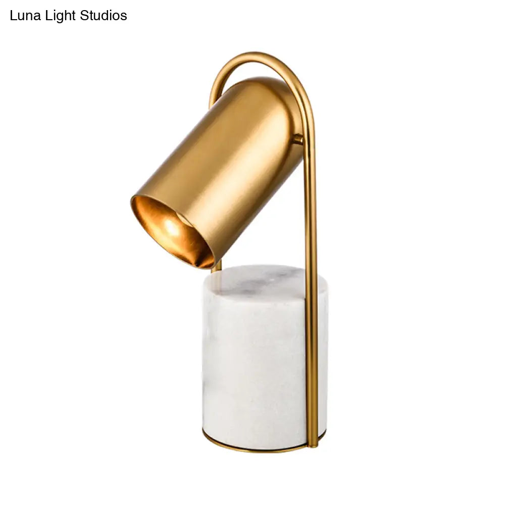 Metal Desk Lamp With Gold Finish Marble Base - Modern Capsule Design 1 Bulb