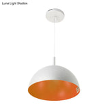 Metal Dome Ceiling Pendant Light With Simple Style Design - 1 Orange/Blue/Chrome Fixture For Dining