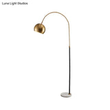 Metal Domed Floor Lamp: Post-Modern Overarching Stand Up Light In Black/Brass