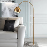 Metal Domed Floor Lamp: Post-Modern Overarching Stand Up Light In Black/Brass