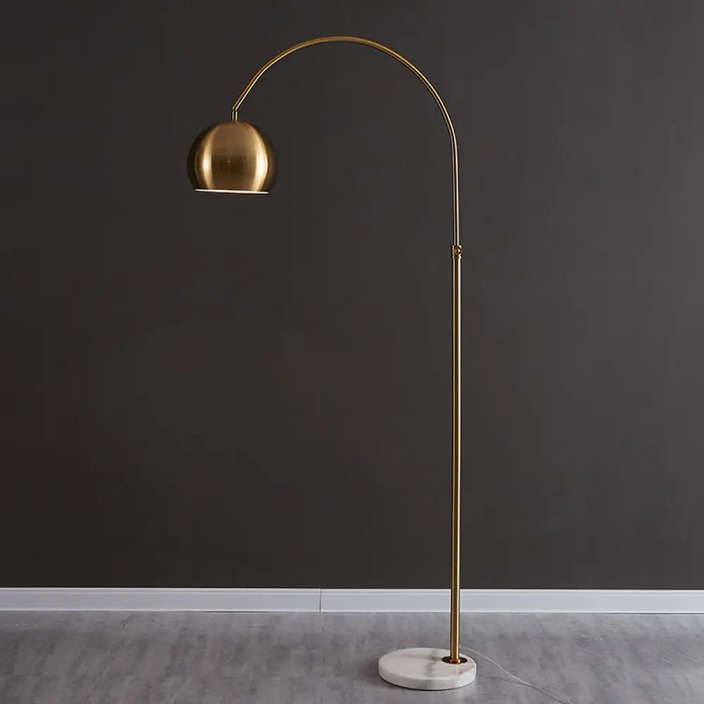 Metal Domed Floor Lamp: Post-Modern Overarching Stand Up Light In Black/Brass Brass