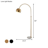 Metal Domed Floor Lamp: Post-Modern Overarching Stand Up Light In Black/Brass