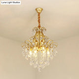 Metal Drop Pendant Chandelier With Crystal Draping - Traditional Branch Design