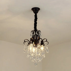 Metal Drop Pendant Chandelier With Crystal Draping - Traditional Branch Design Black / 12.5