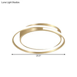 Metal Drum Flush Mount Lamp - Contemporary Led Gold Ceiling Light For Bedroom Multiple Sizes