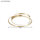 Metal Drum Flush Mount Lamp - Contemporary Led Gold Ceiling Light For Bedroom Multiple Sizes