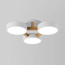 Metal Drum Semi Flush Mount Ceiling Lamp With 3 Macaron Loft Heads For Living Room White / Warm