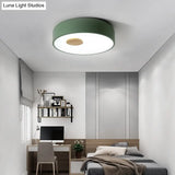 Metal Flush Ceiling Light With Acrylic Diffuser - Nordic Gray/Yellow/Green Mount For Living Room In