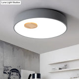 Metal Flush Ceiling Light With Acrylic Diffuser - Nordic Gray/Yellow/Green Mount For Living Room In