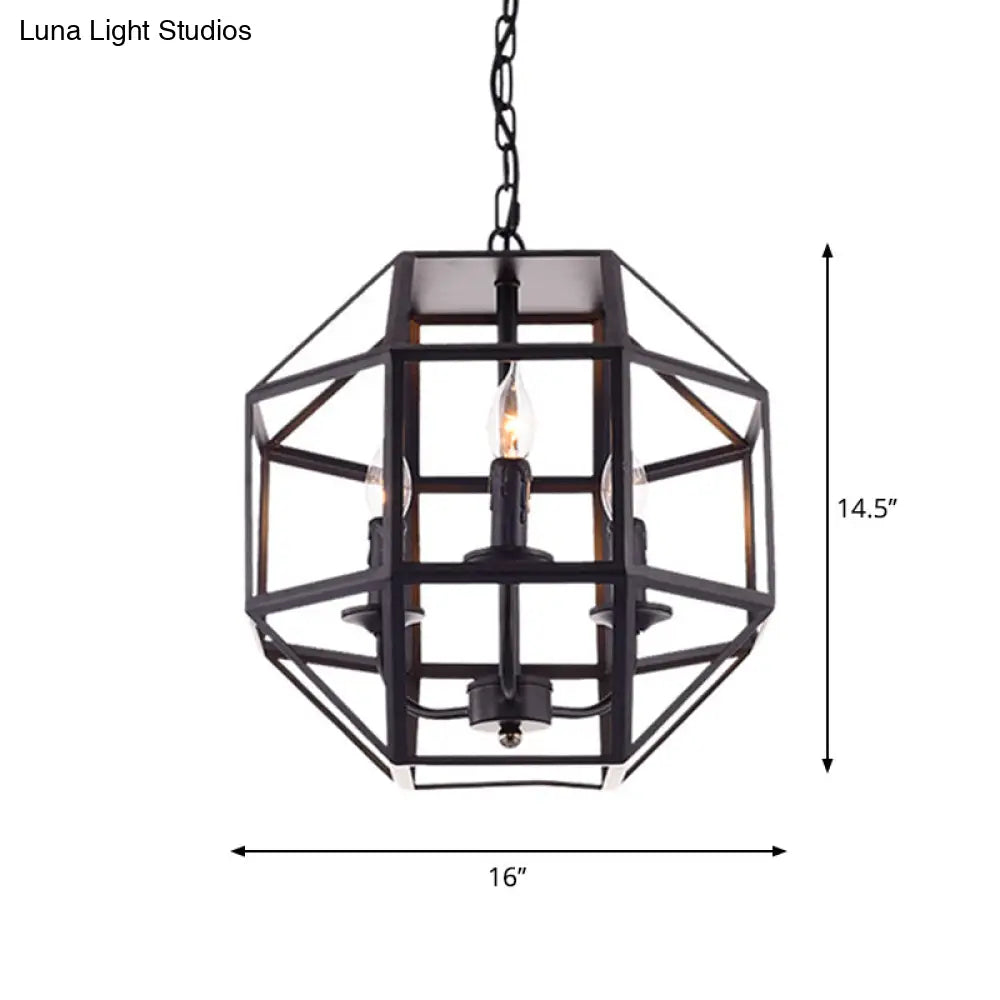 Metal Geometric Hanging Chandelier - Traditional 3-Light Pendant Light With Shade/Without Shade