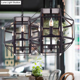 Metal Geometric Hanging Chandelier - Traditional 3-Light Pendant Light With Shade/Without Shade