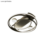 Metal Halo Ring Led Flush Mount Fixture In Black/Gold For Bedroom - 16’/19.5’ Dia White/Warm Light