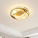 Metal Halo Ring Led Flush Mount Fixture In Black/Gold For Bedroom - 16’/19.5’ Dia White/Warm