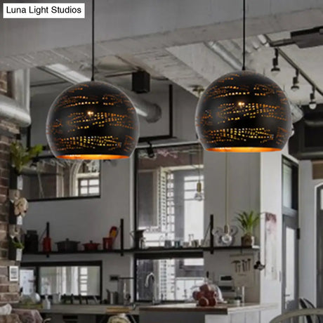 Metal Hanging Lamp: Art Deco Black Globe Pendant Light For Dining Room Ceiling