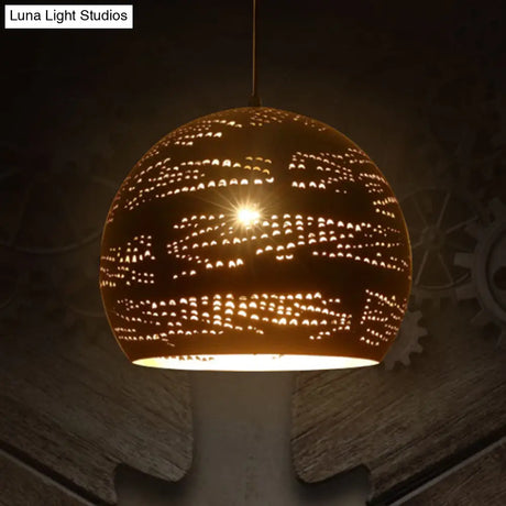 Metal Hanging Lamp: Art Deco Black Globe Pendant Light For Dining Room Ceiling