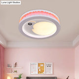 Metal Led Music Ceiling Light For Bedrooms: Hollow Crescent Design (Pink/Blue/Navy)