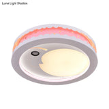 Metal Led Music Ceiling Light For Bedrooms: Hollow Crescent Design (Pink/Blue/Navy)