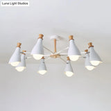 Metal Macaron Loft Candy Colored Pendant Light: Living Room Half-Bottle Chandelier - 6/8 Heads In