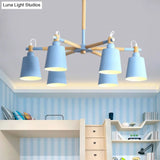 Metal Macaroon Hanging Lamp With Tapered Shade - Stylish Lighting Fixture For Living Room