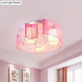 Metal Moon & Star Led Flushmount Light In Pink/Blue For Modern Bedroom Lighting