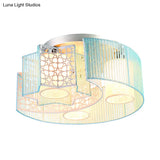 Metal Moon & Star Led Flushmount Light In Pink/Blue For Modern Bedroom Lighting