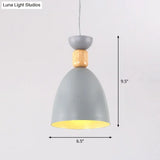 Metal Nordic-Style Down Lighting Pendant For Bell Dining Room With Single Bulb