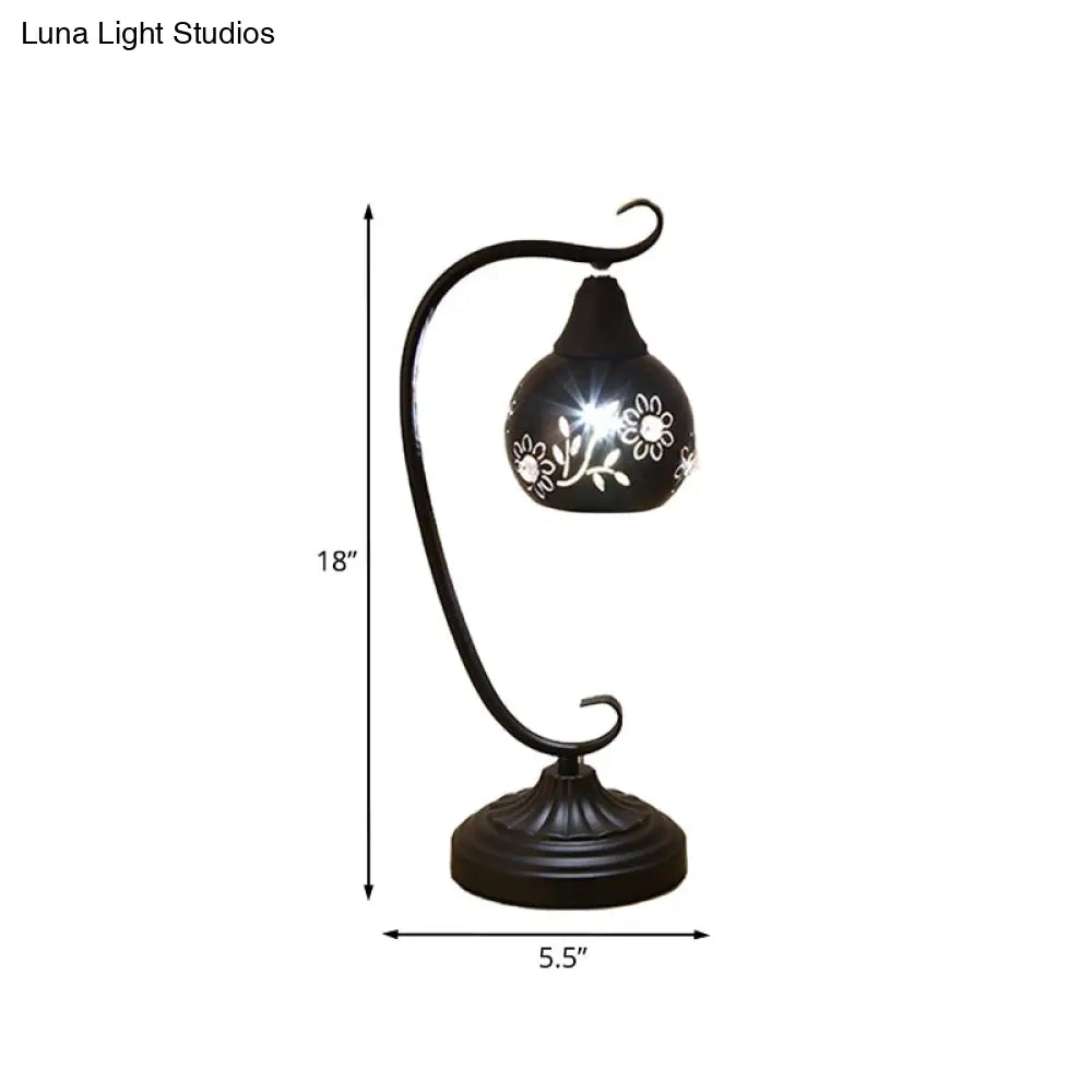 Metal Orb Night Light: Minimalist Led Table Lamp With Elegant Hollow-Out Flower Design