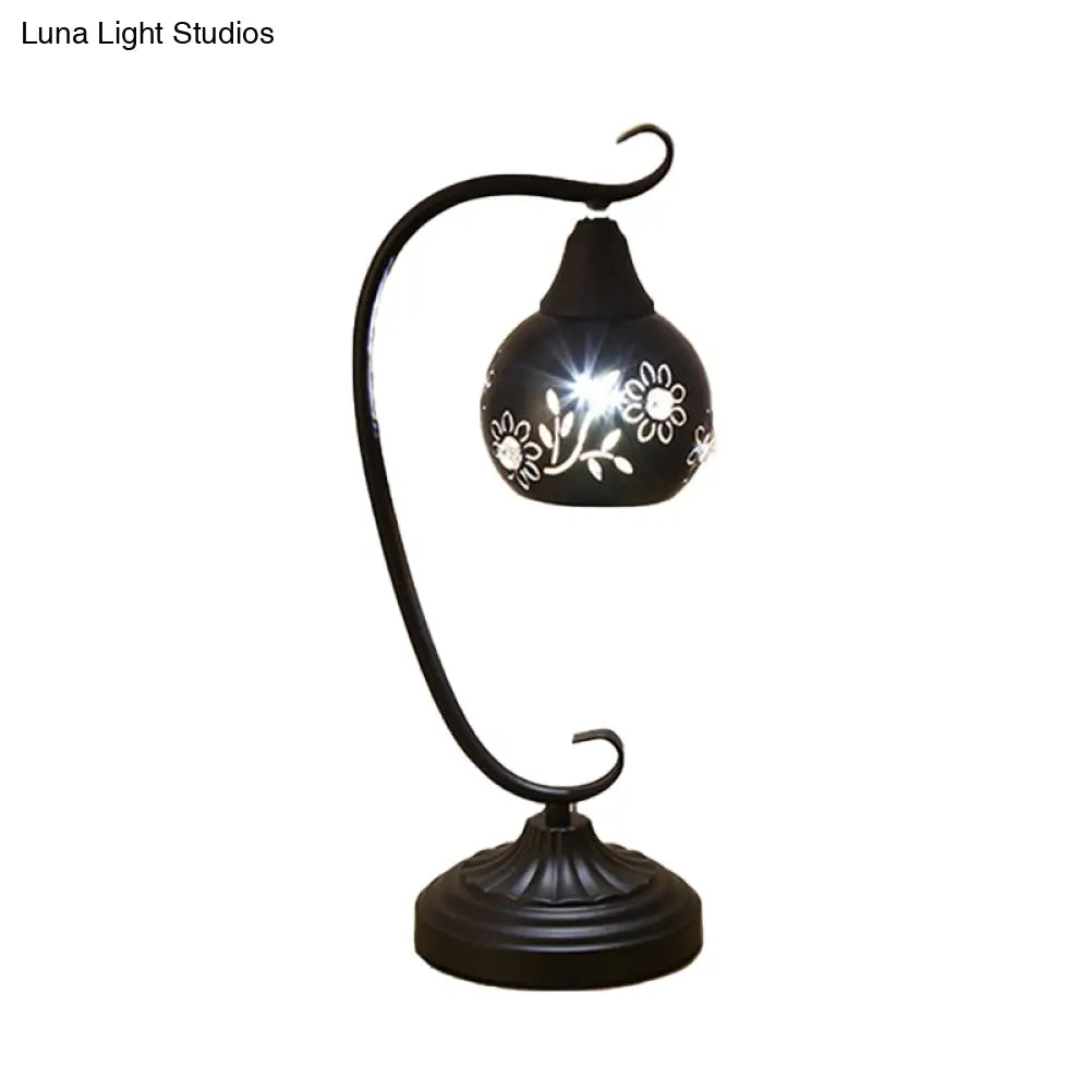Metal Orb Night Light: Minimalist Led Table Lamp With Elegant Hollow-Out Flower Design